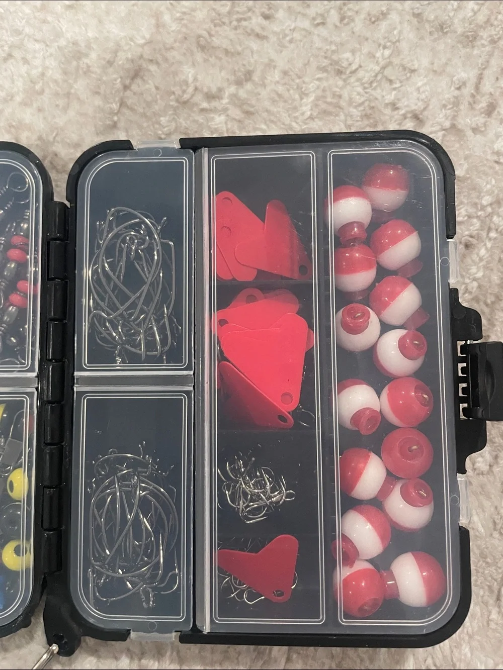 Black Portable Fishing Tackle Organizer Box with Clear Lids